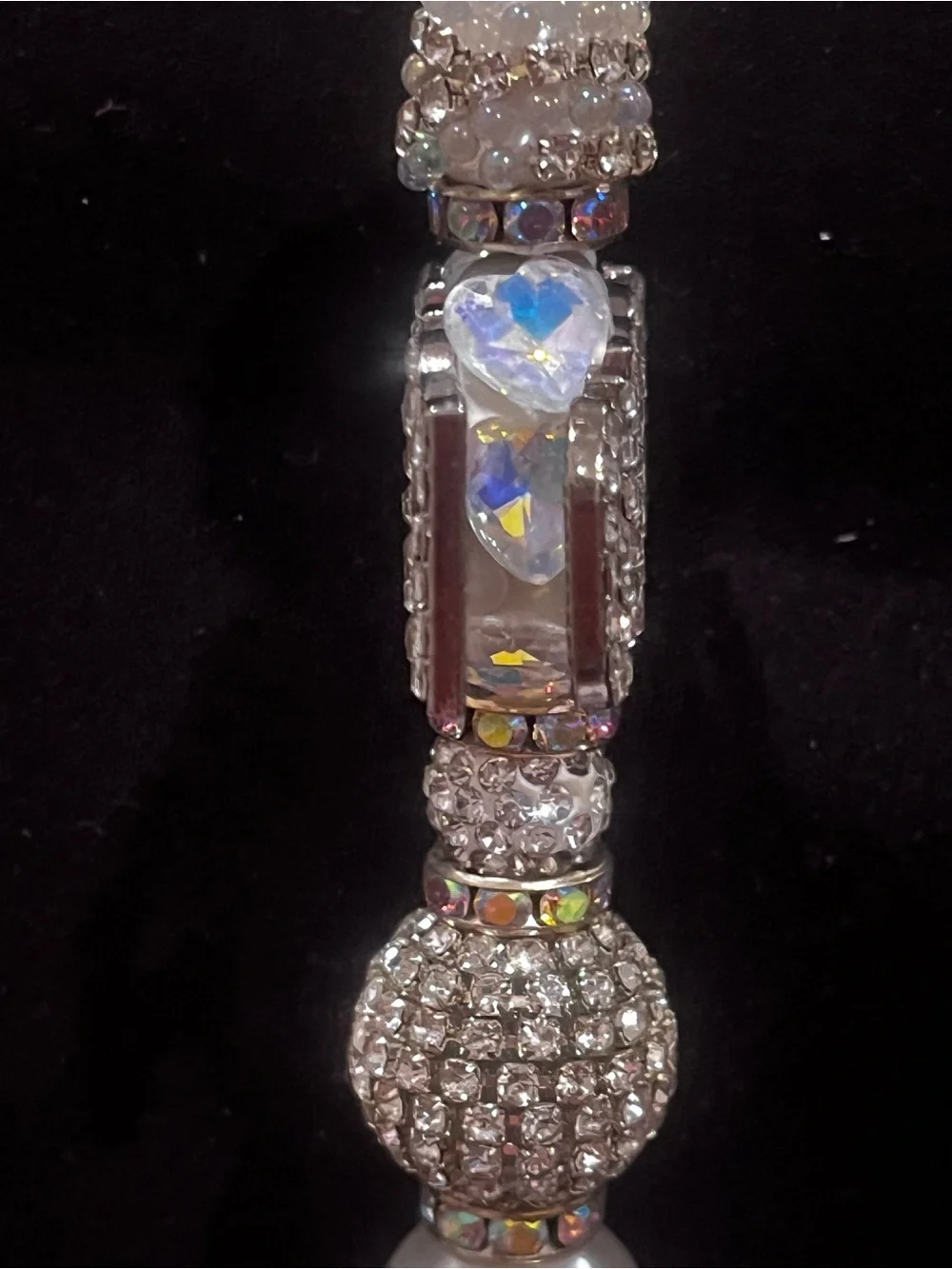 Designer inspired ultra luxe Silver Crystal Logo focal fancy beaded pen